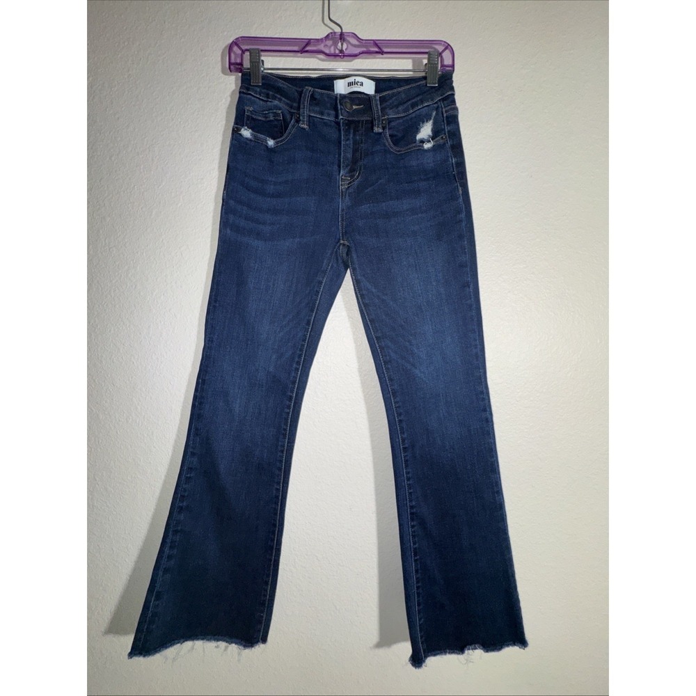 Mica Los Angeles Jeans Women's Size 26 Mid Rise Straight Leg Raw Hem Blue Y2K